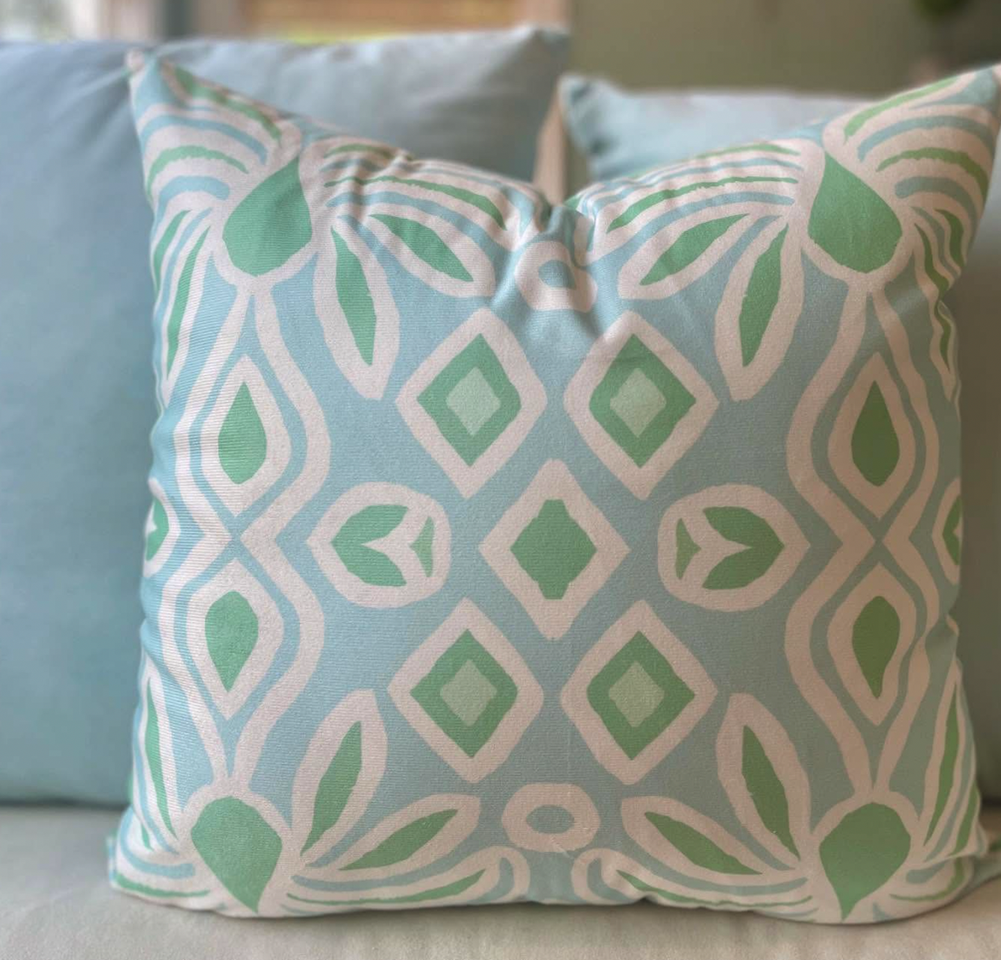 Green & Blue Patterned Pillow Cover