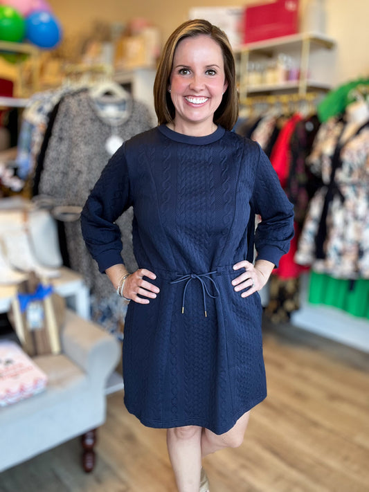 Shore is Stunning Midnight Cable Knit Mini Dress