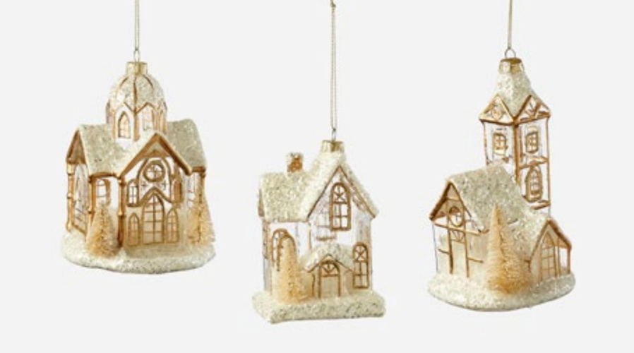 Snowy Gold House Ornament