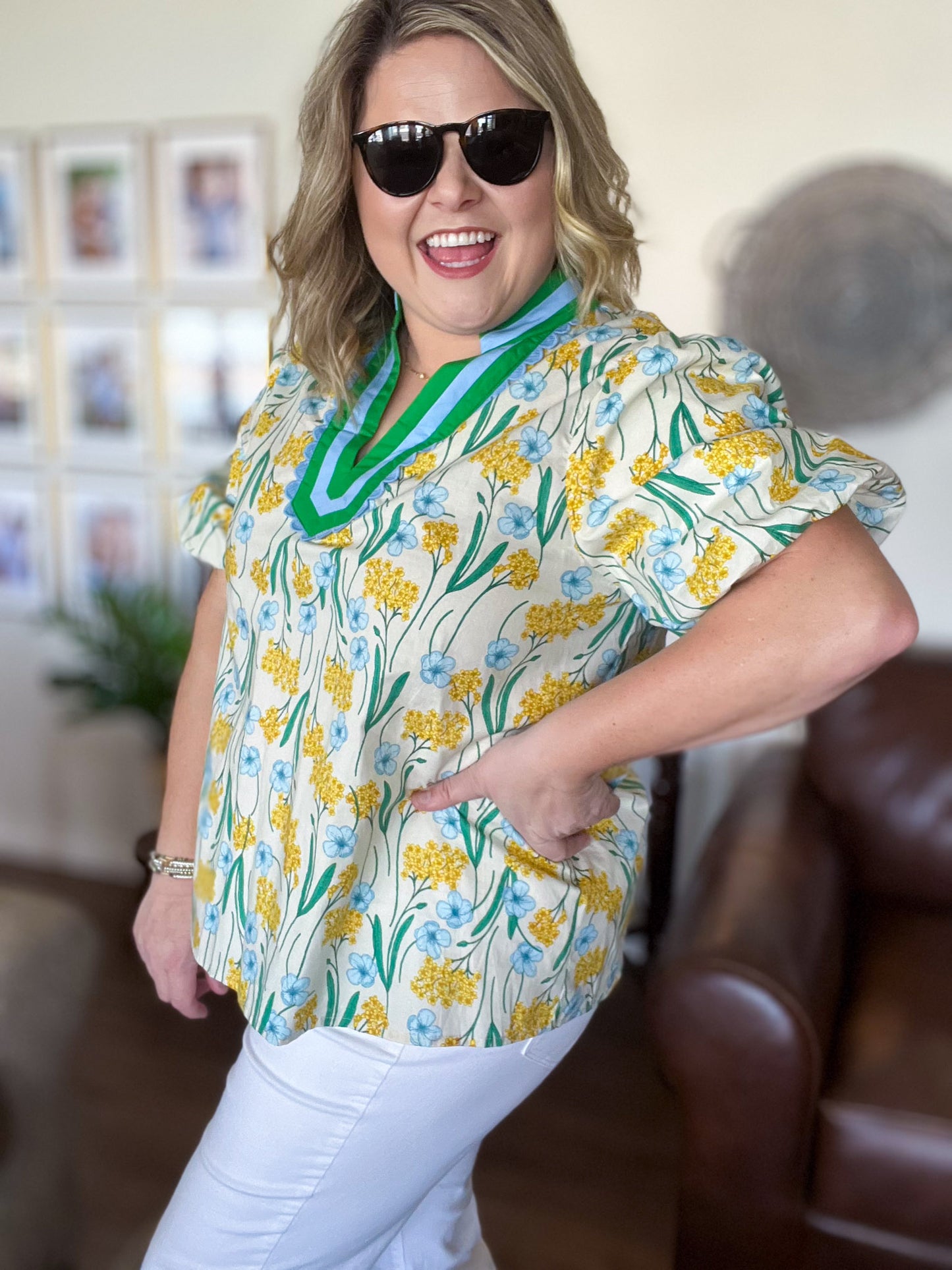 Soft Sunrise Curvy Floral Blouse