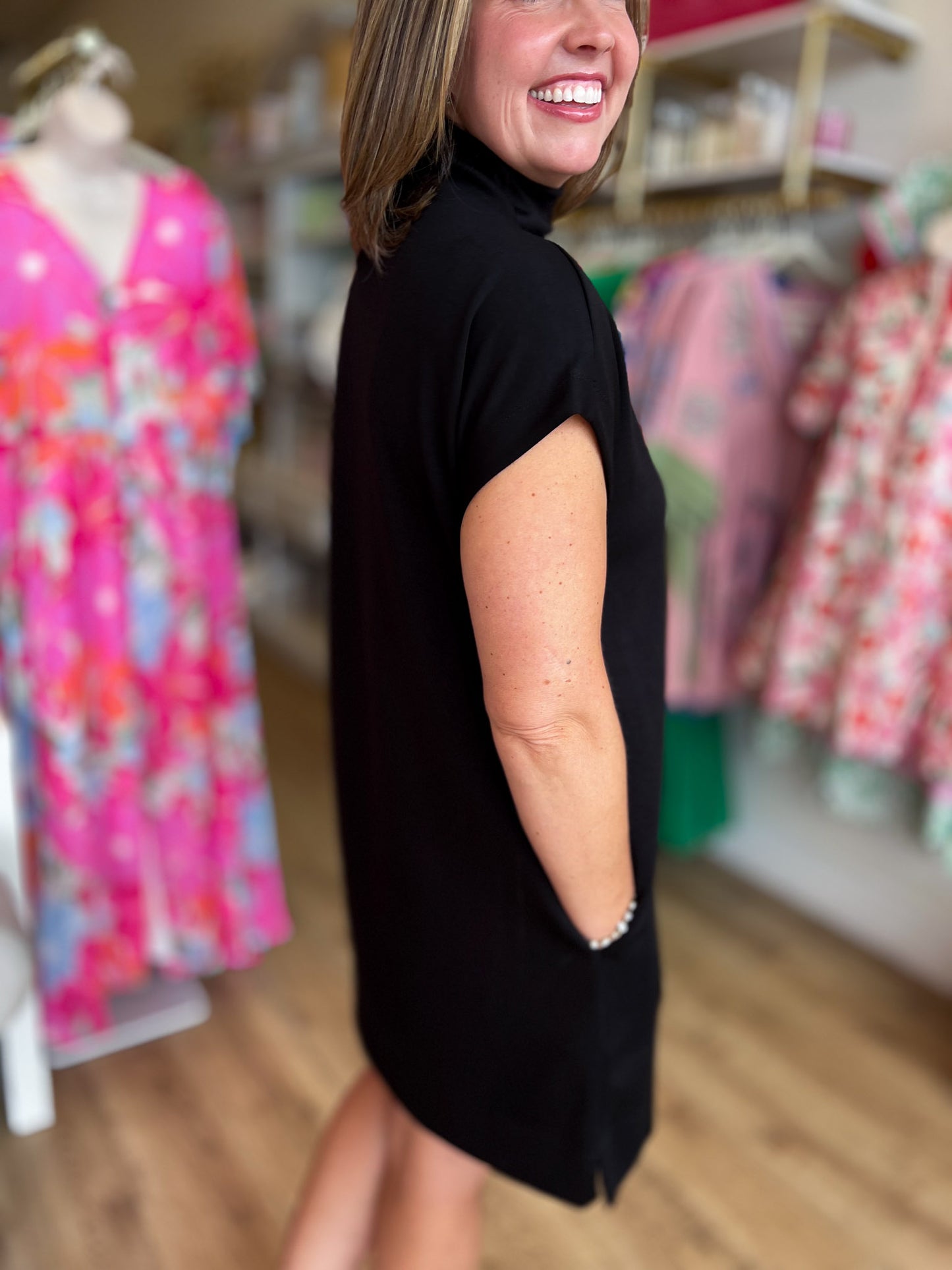 Soft & Simple Curvy Mini Black Dress