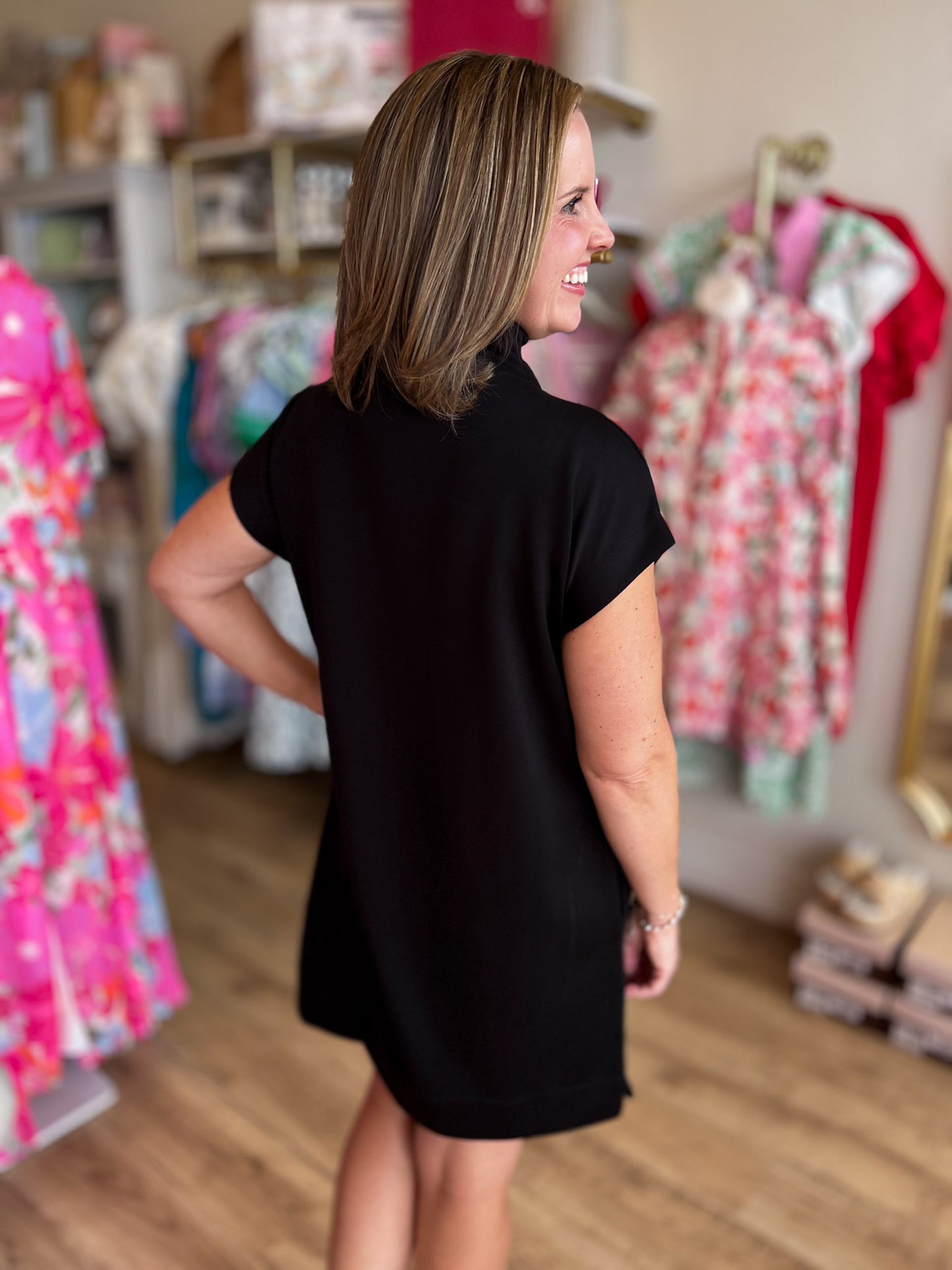 Soft & Simple Curvy Mini Black Dress
