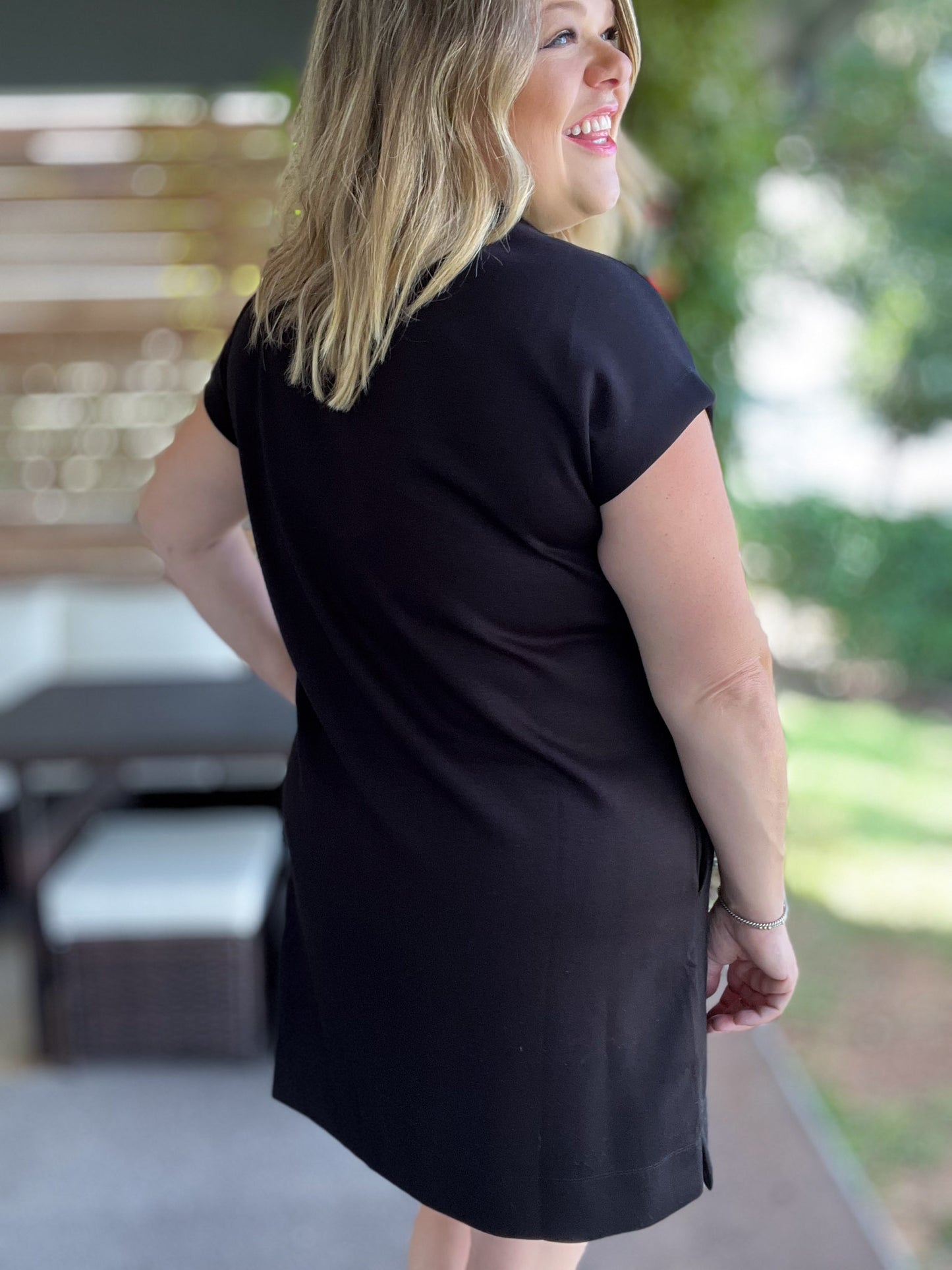 Soft & Simple Curvy Mini Black Dress
