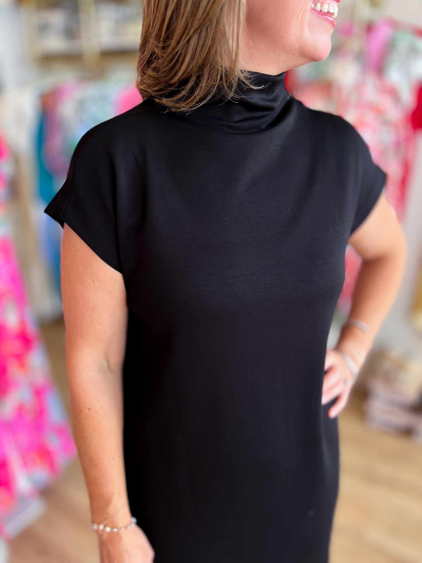 Soft & Simple Curvy Mini Black Dress