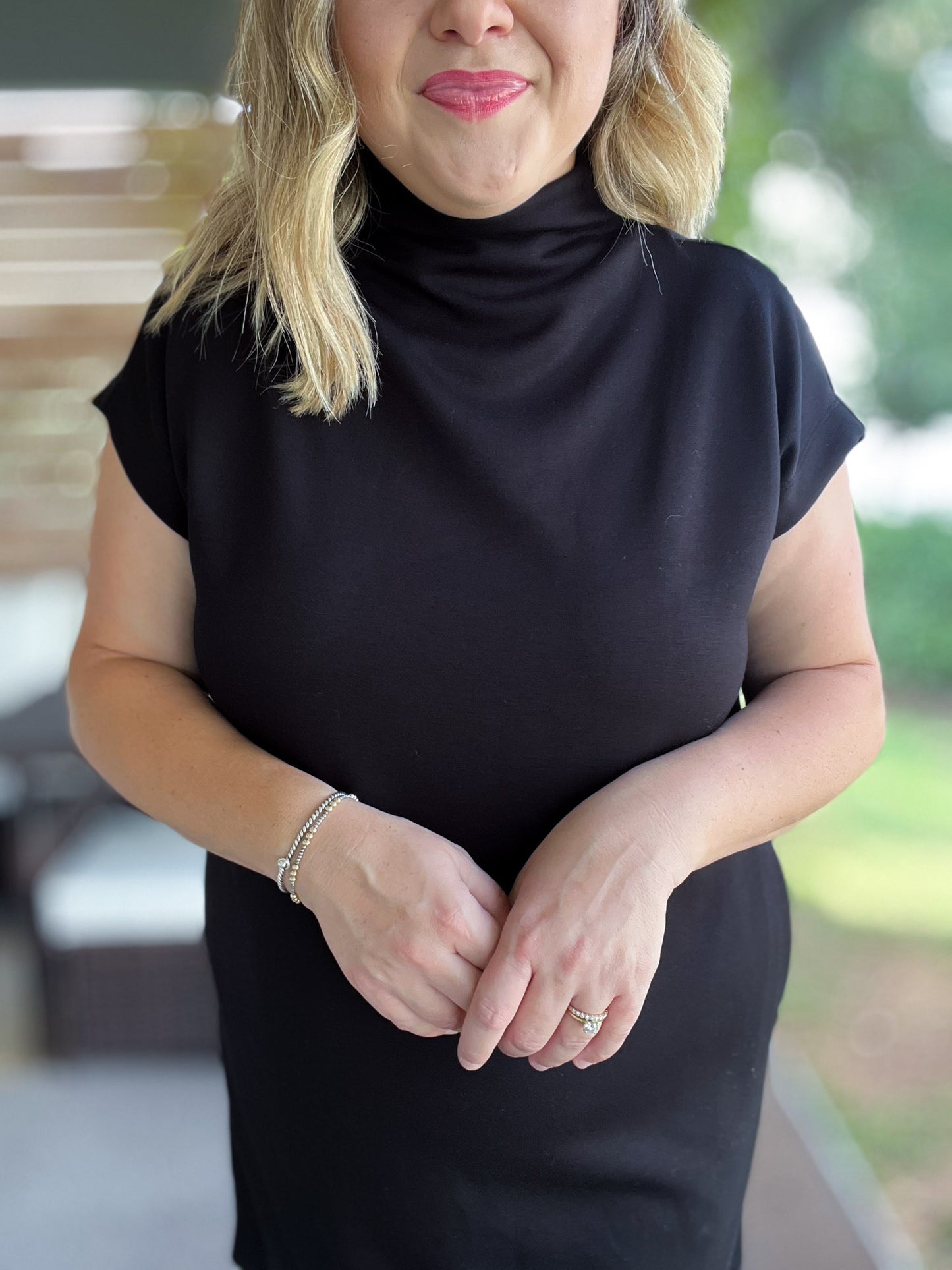 Soft & Simple Curvy Mini Black Dress