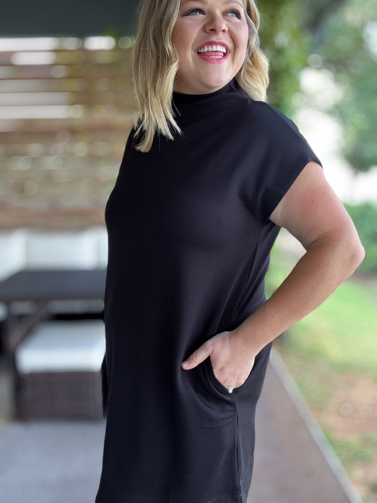Soft & Simple Curvy Mini Black Dress