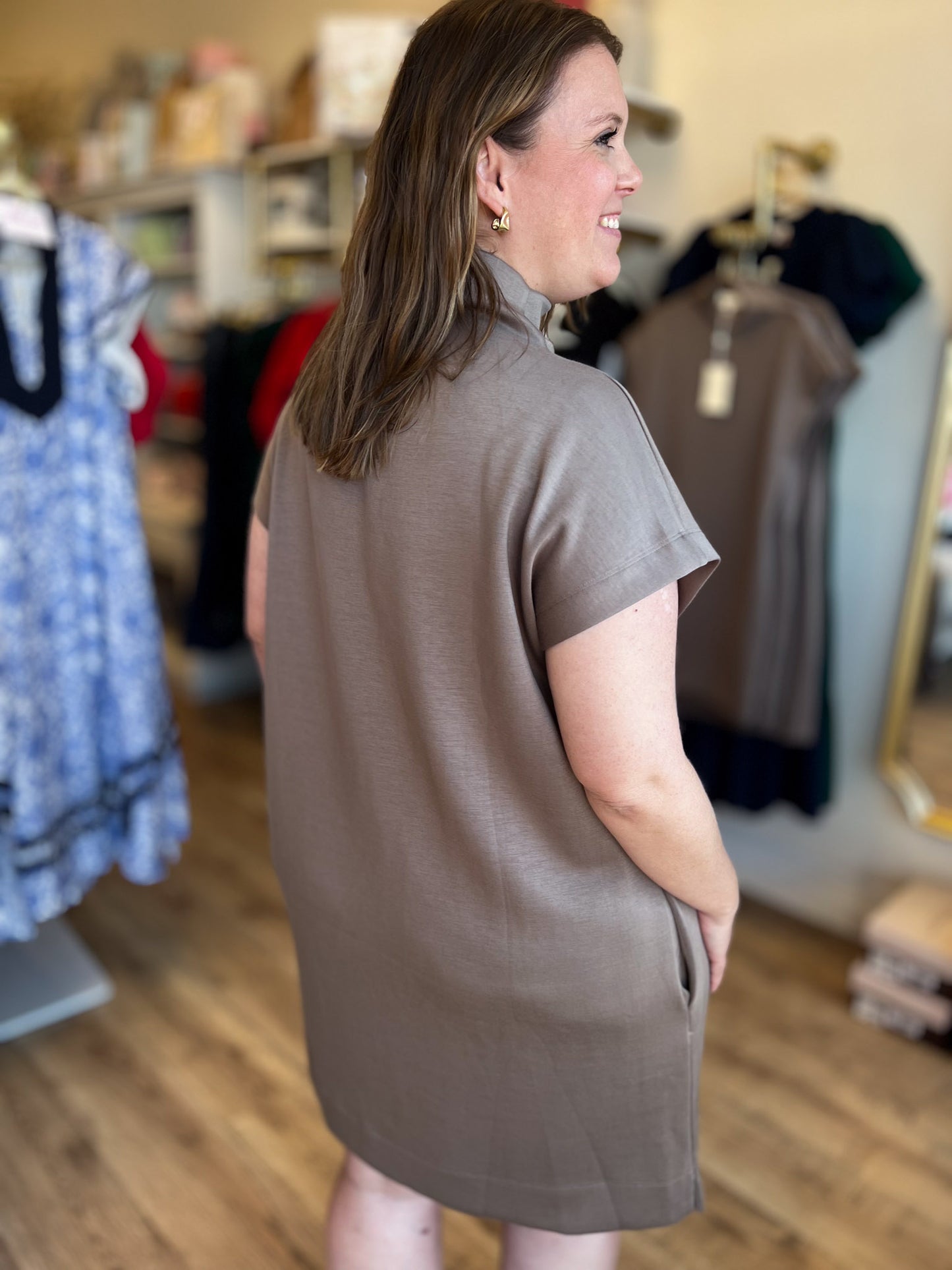 Soft & Simple Curvy Mini Light Mocha Dress