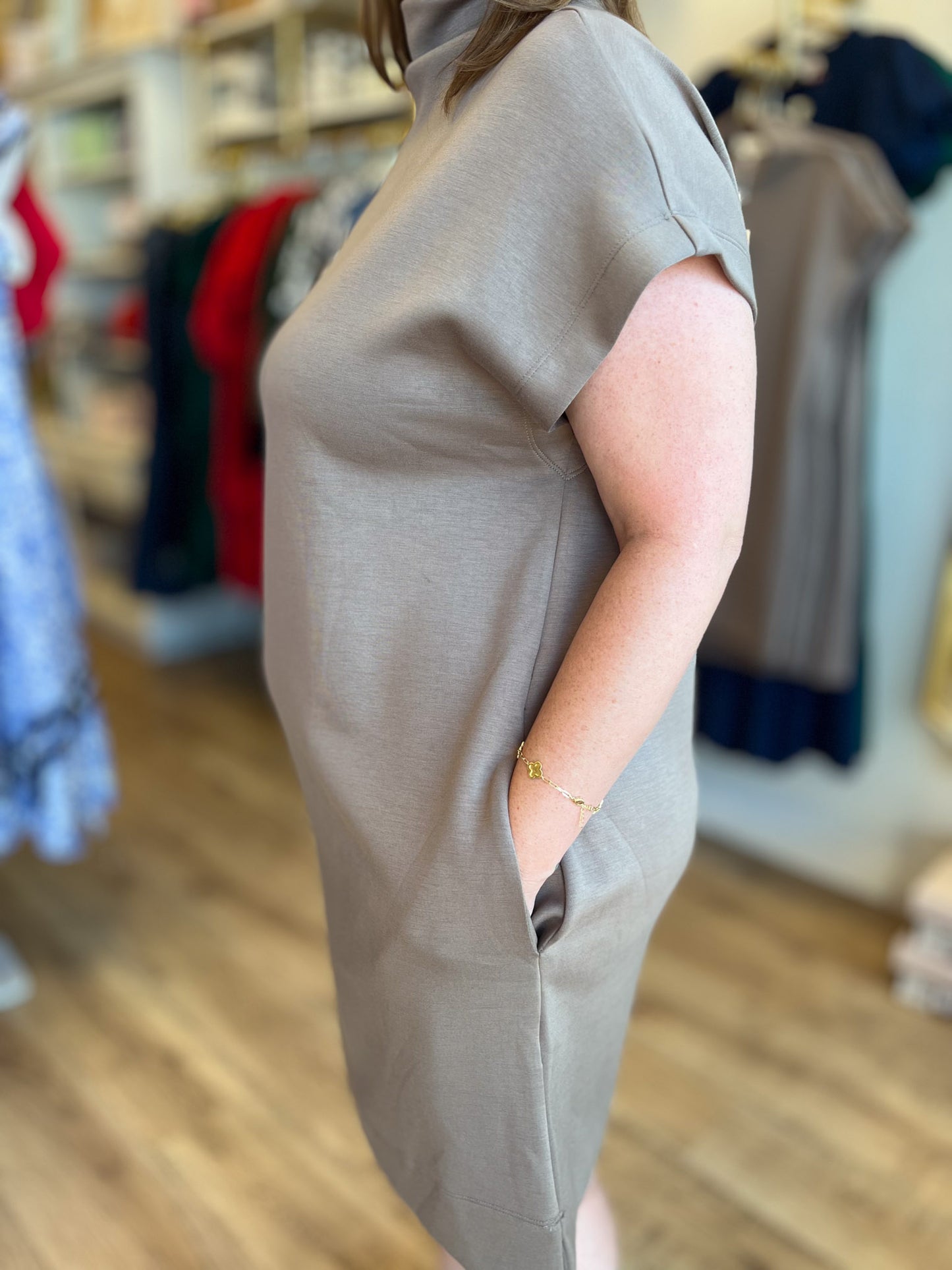 Soft & Simple Curvy Mini Light Mocha Dress