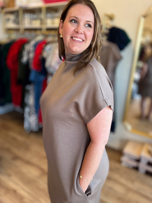 Soft & Simple Curvy Mini Light Mocha Dress