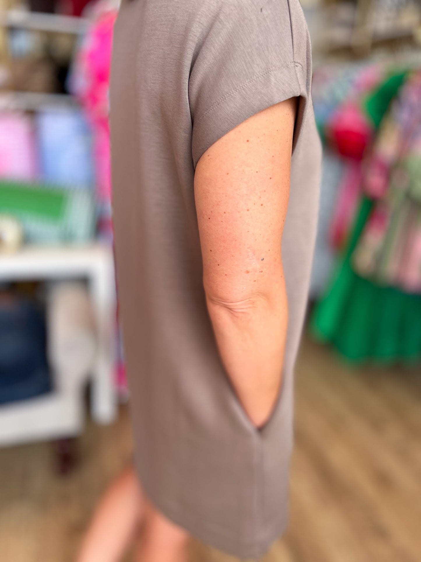 Soft & Simple Curvy Mini Light Mocha Dress