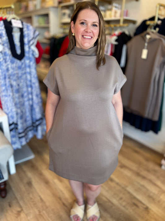 Soft & Simple Curvy Mini Light Mocha Dress