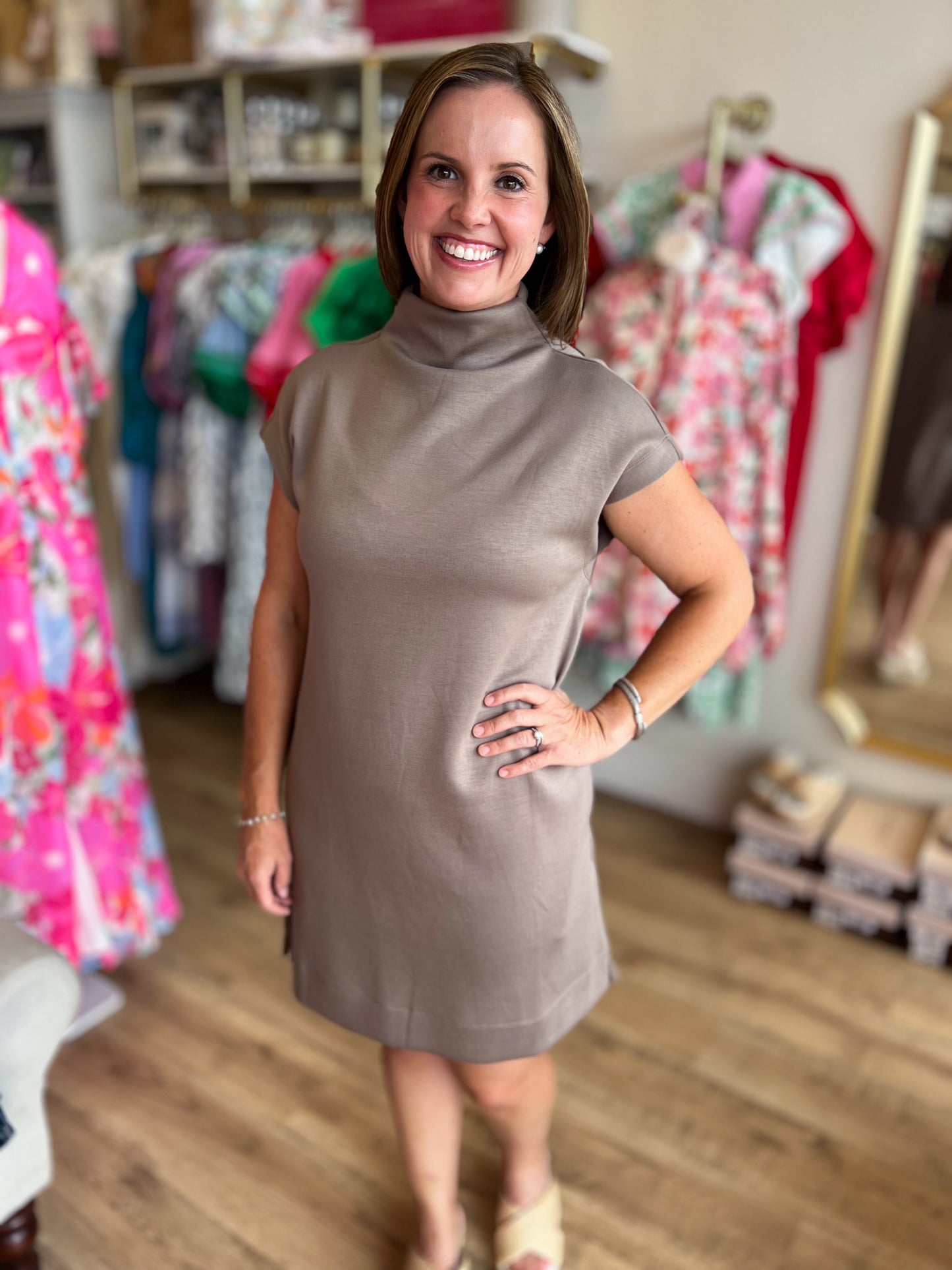 Soft & Simple Curvy Mini Light Mocha Dress
