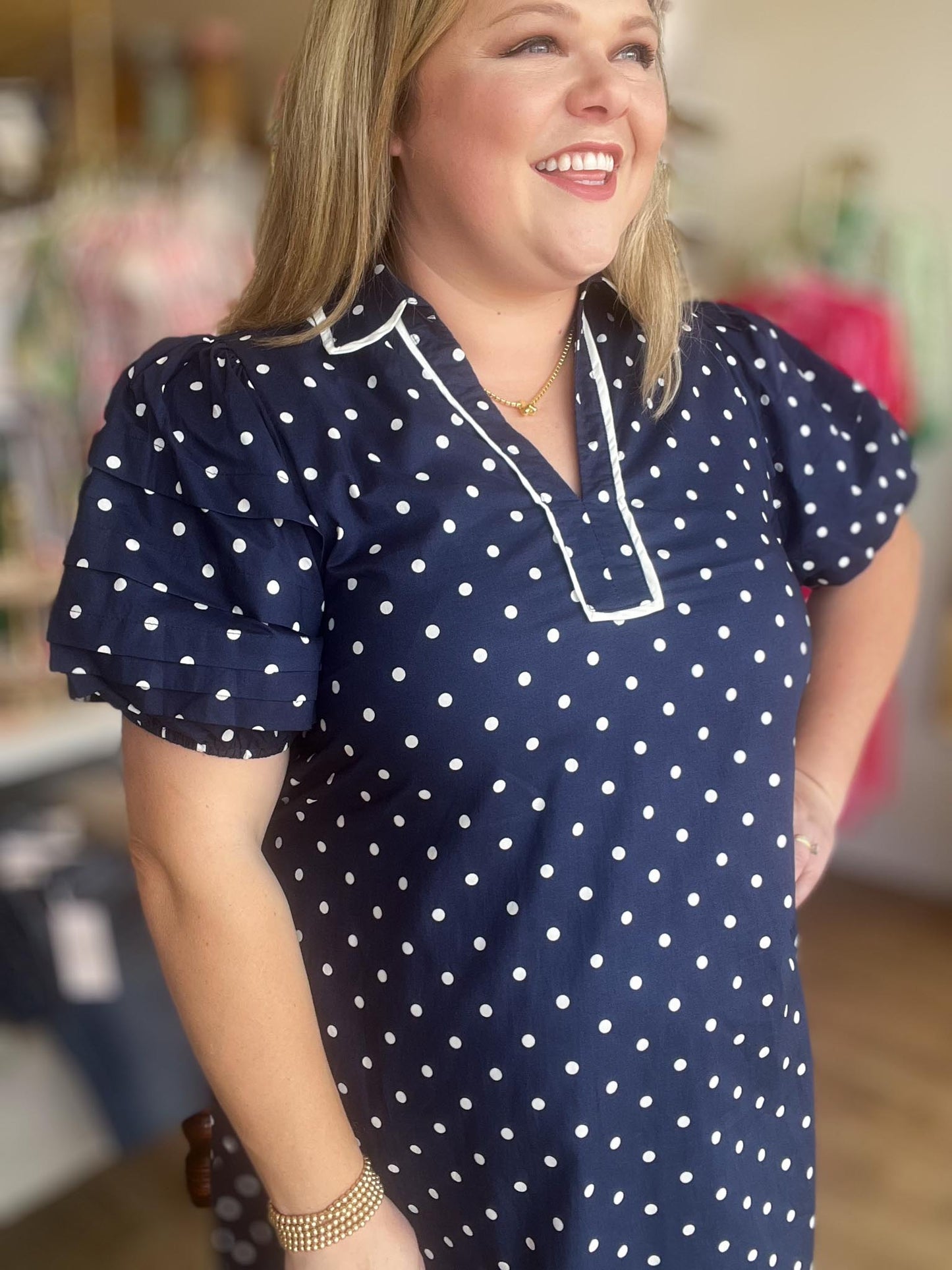 Stars, Stripes & Polka Dots Curvy Navy Dress