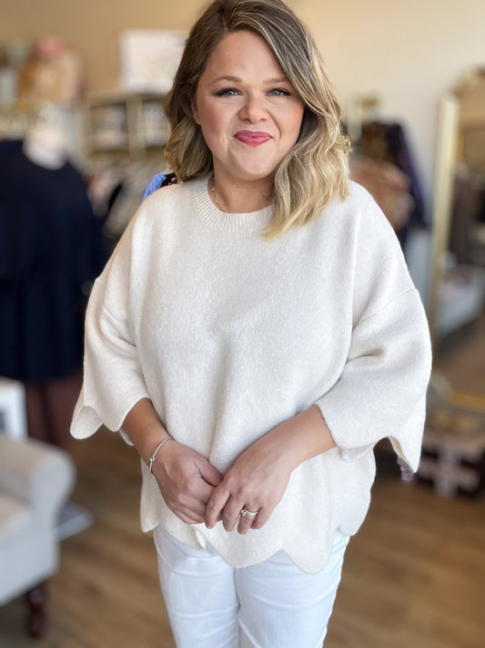 Sweet Scallops Cream Sweater