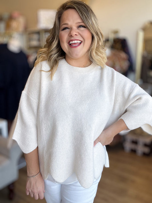 Sweet Scallops Cream Sweater