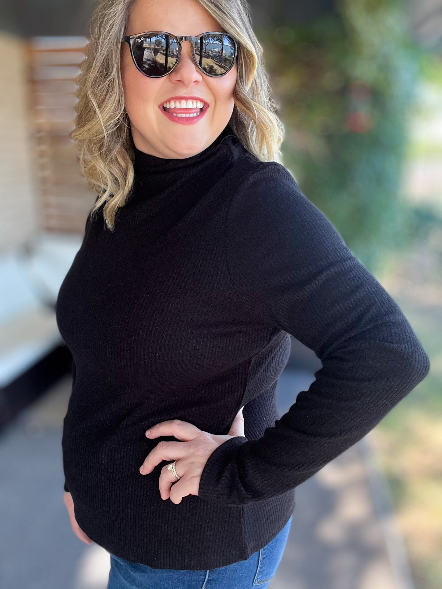 The Shimmer Season Curvy Black Ribbed Top