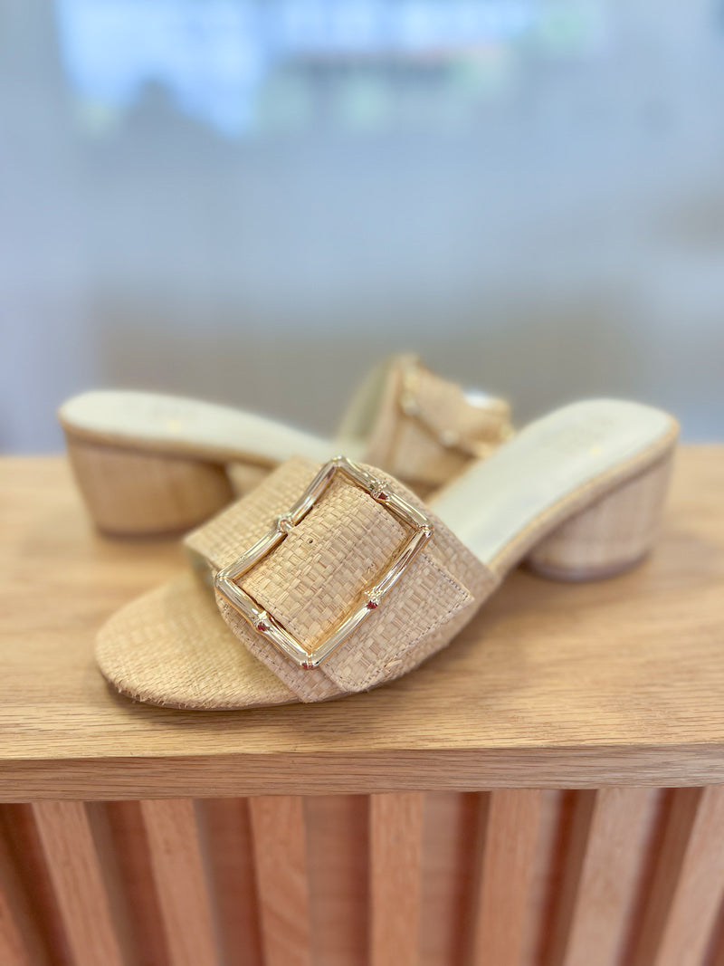 Raffia Low Heel with Bamboo Buckle - FINAL SALE