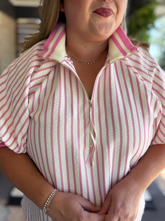 Tickled Pink Curvy Pink Ribbed Top