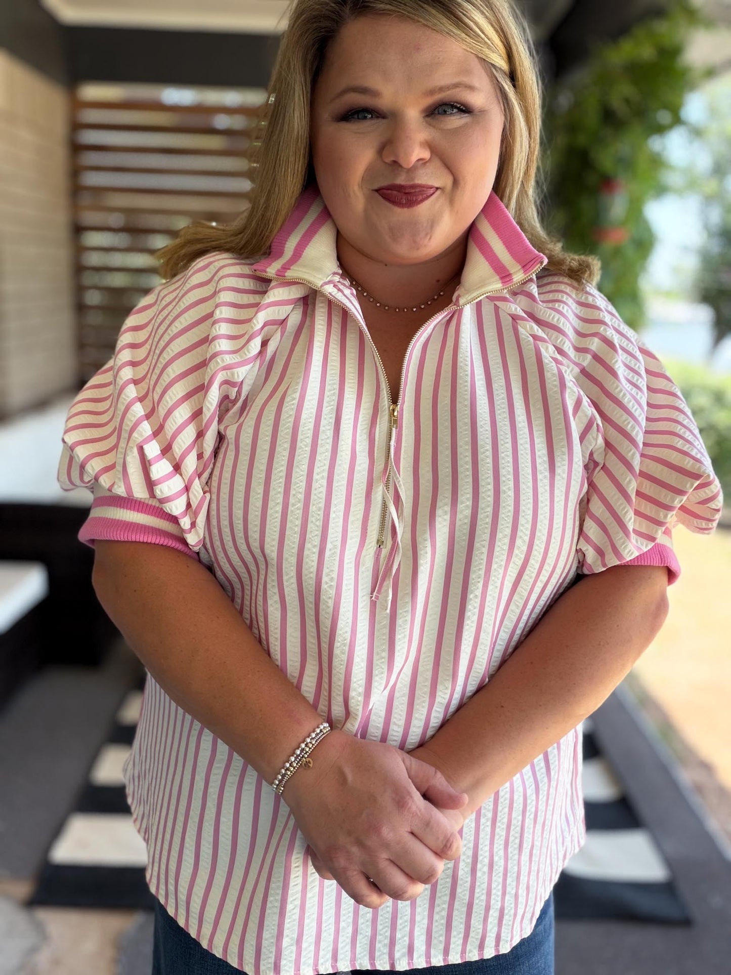 Tickled Pink Curvy Pink Ribbed Top