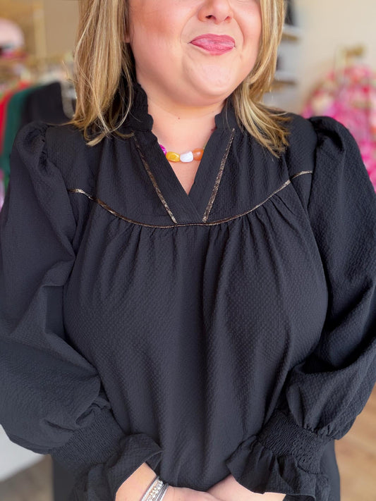 Timeless Autumn Curvy Black Long Sleeve Mini Dress