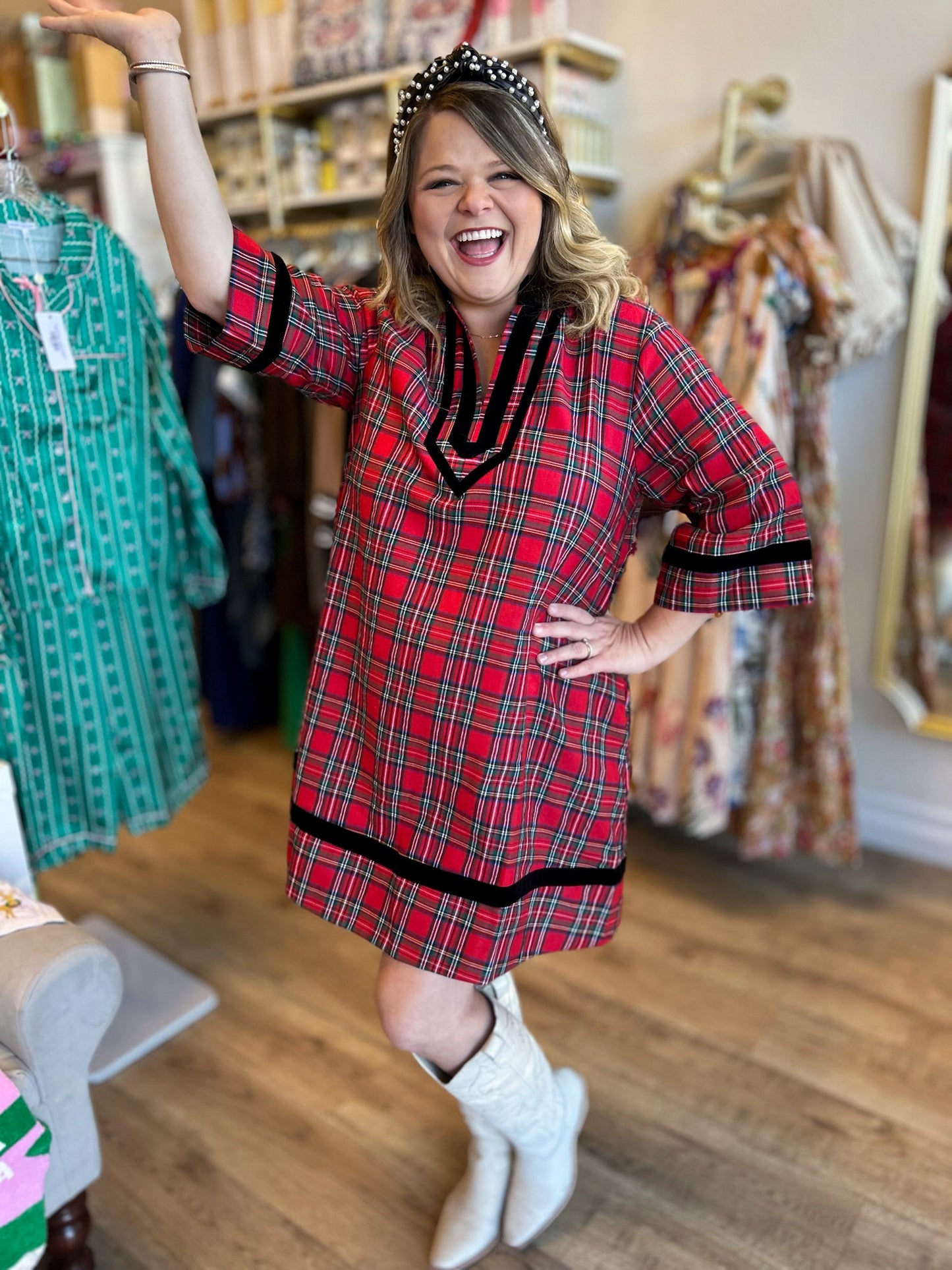 Tis the Season Curvy Tartan Mini Dress