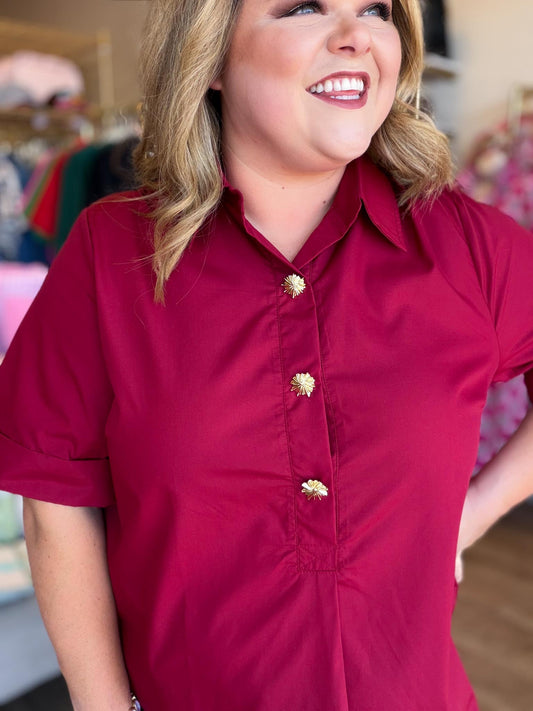 Très Belle Curvy Crimson Blouse