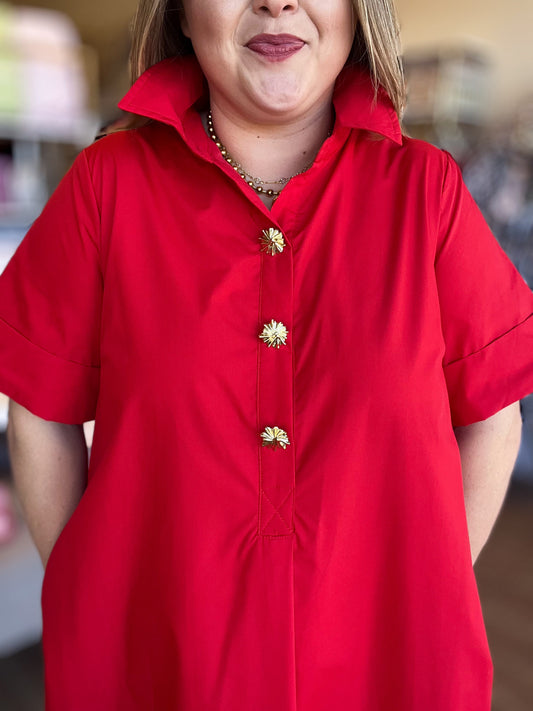 Très Chic Red Curvy Midi Dress