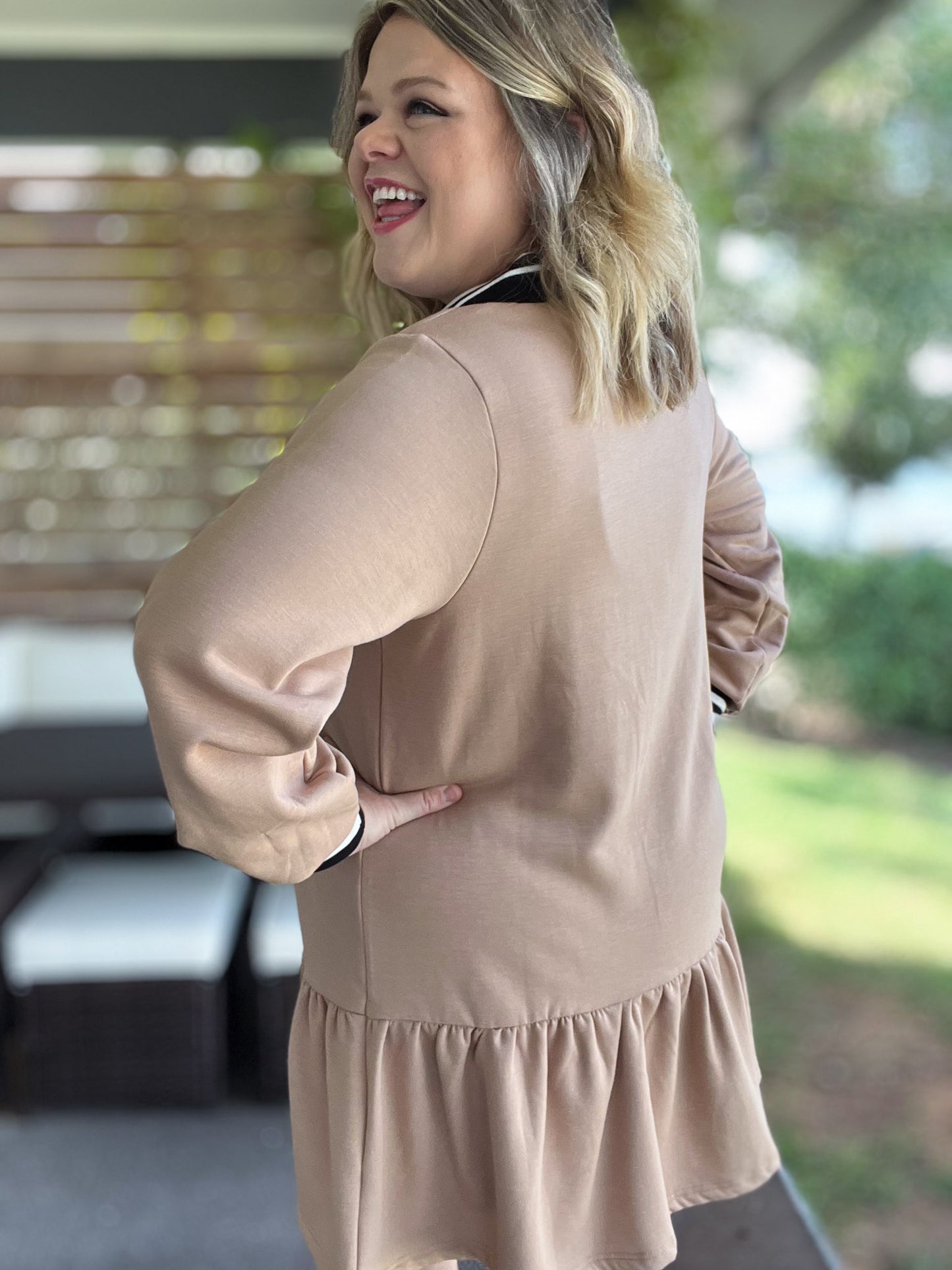 You Had Me at Machiatto Curvy Tan Dress