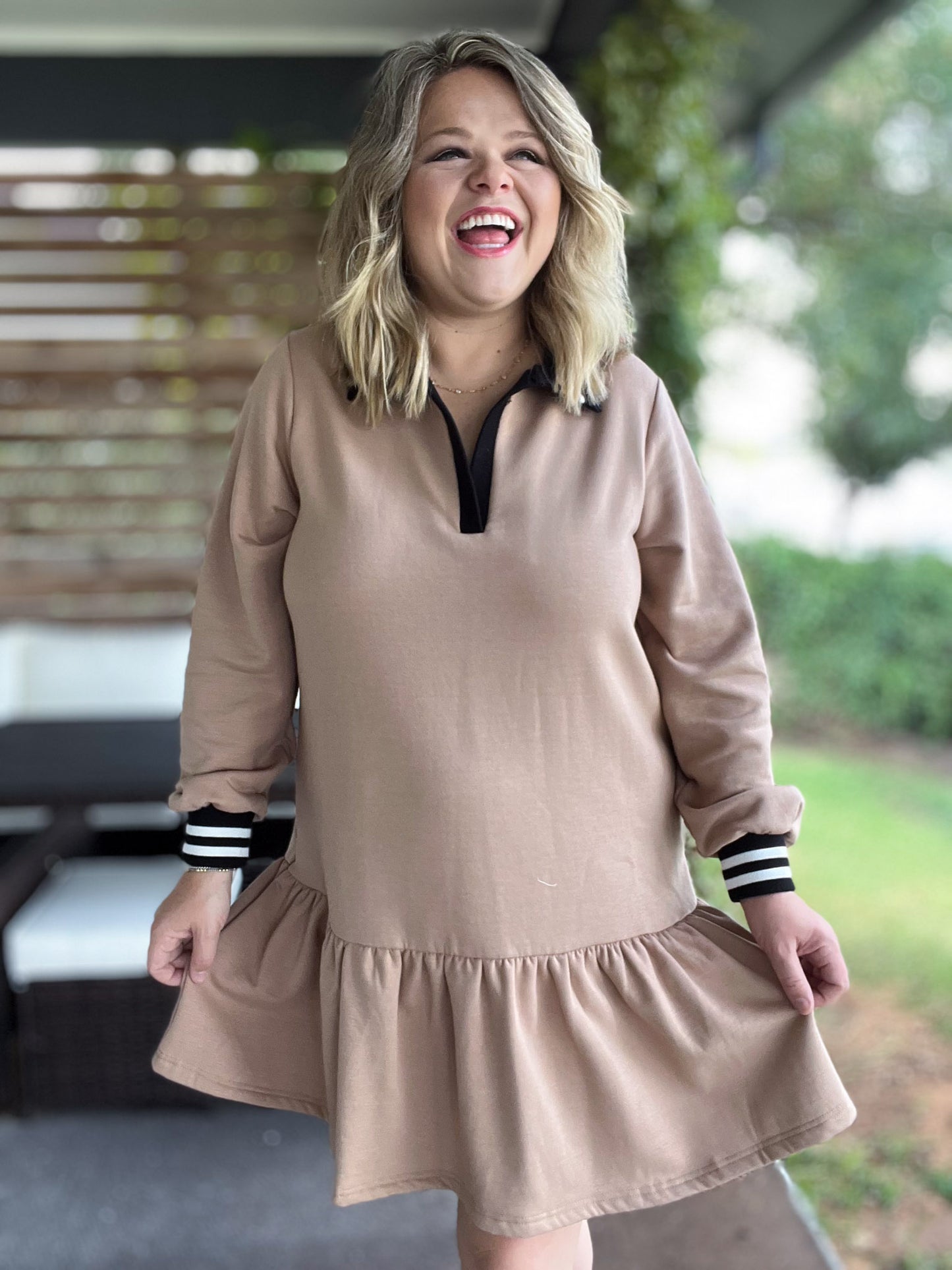 You Had Me at Machiatto Curvy Tan Dress