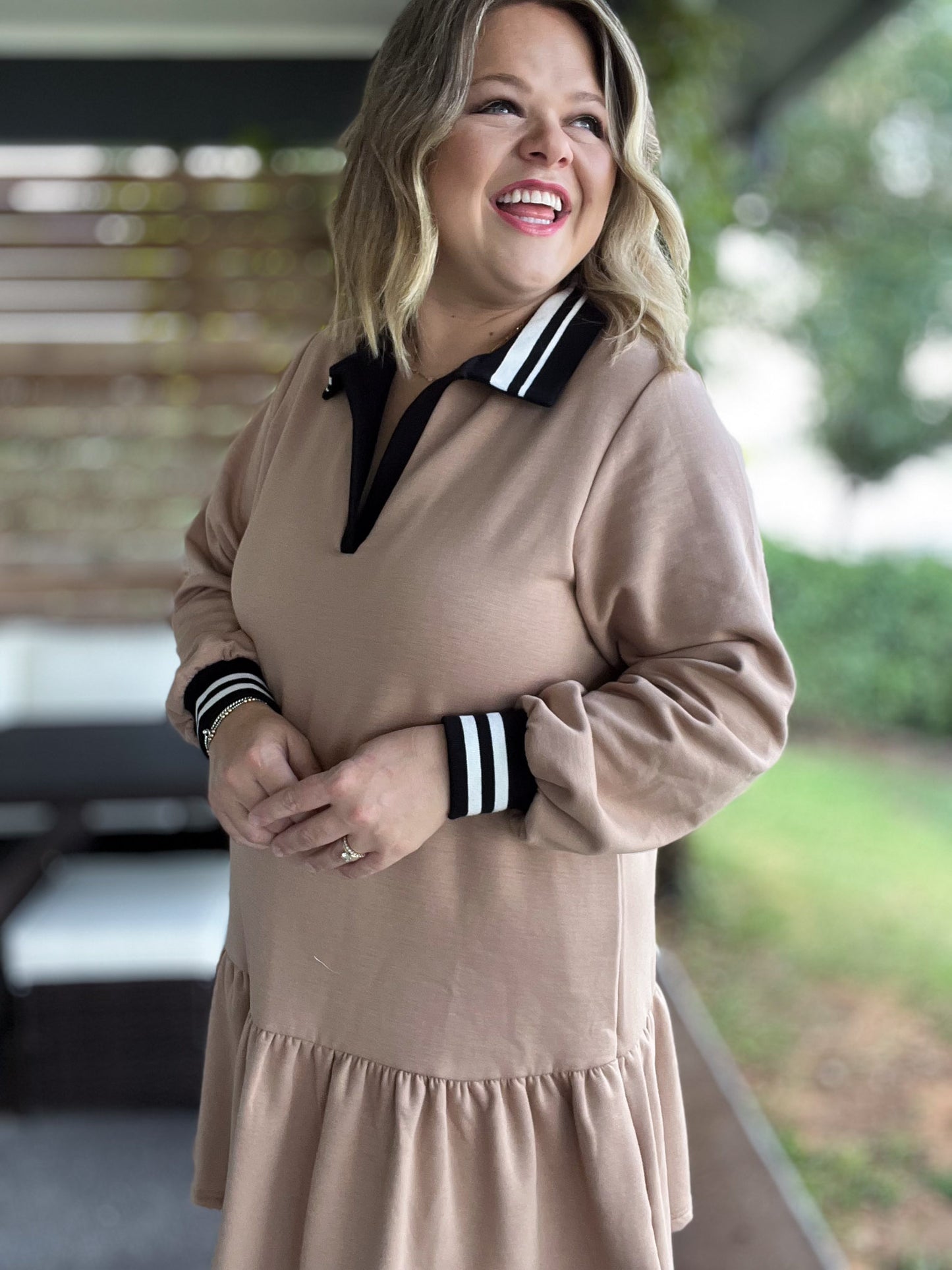 You Had Me at Machiatto Curvy Tan Dress