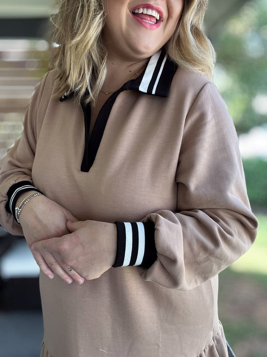 You Had Me at Machiatto Curvy Tan Dress