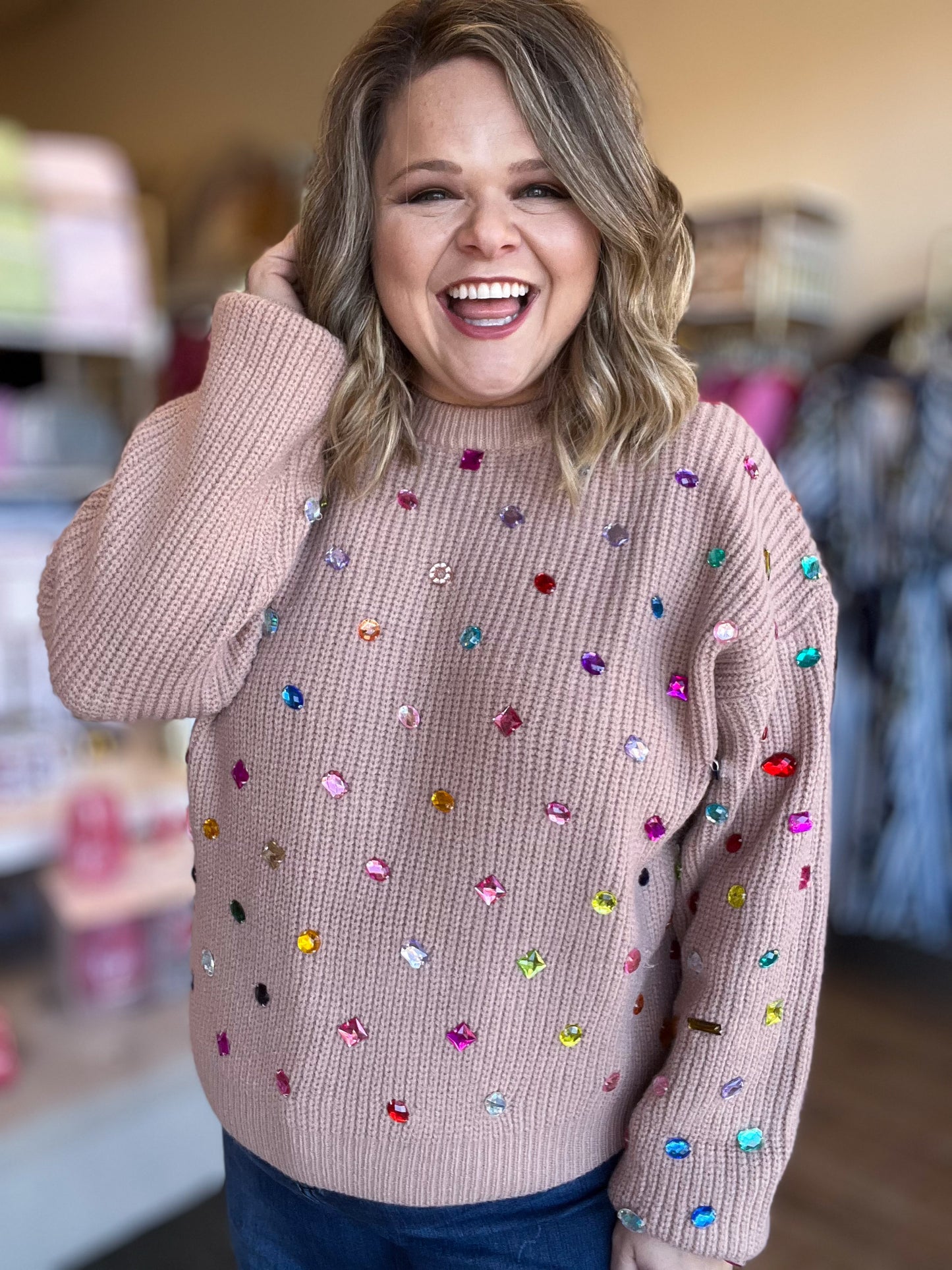 You're a Treasure Plus-Size Gemstone Sweater