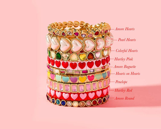 Pearl Hearts Enamel Stretch Bracelet