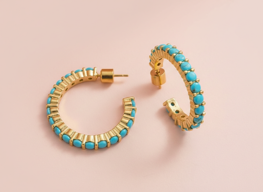 Large Turquoise Hoop Earrings