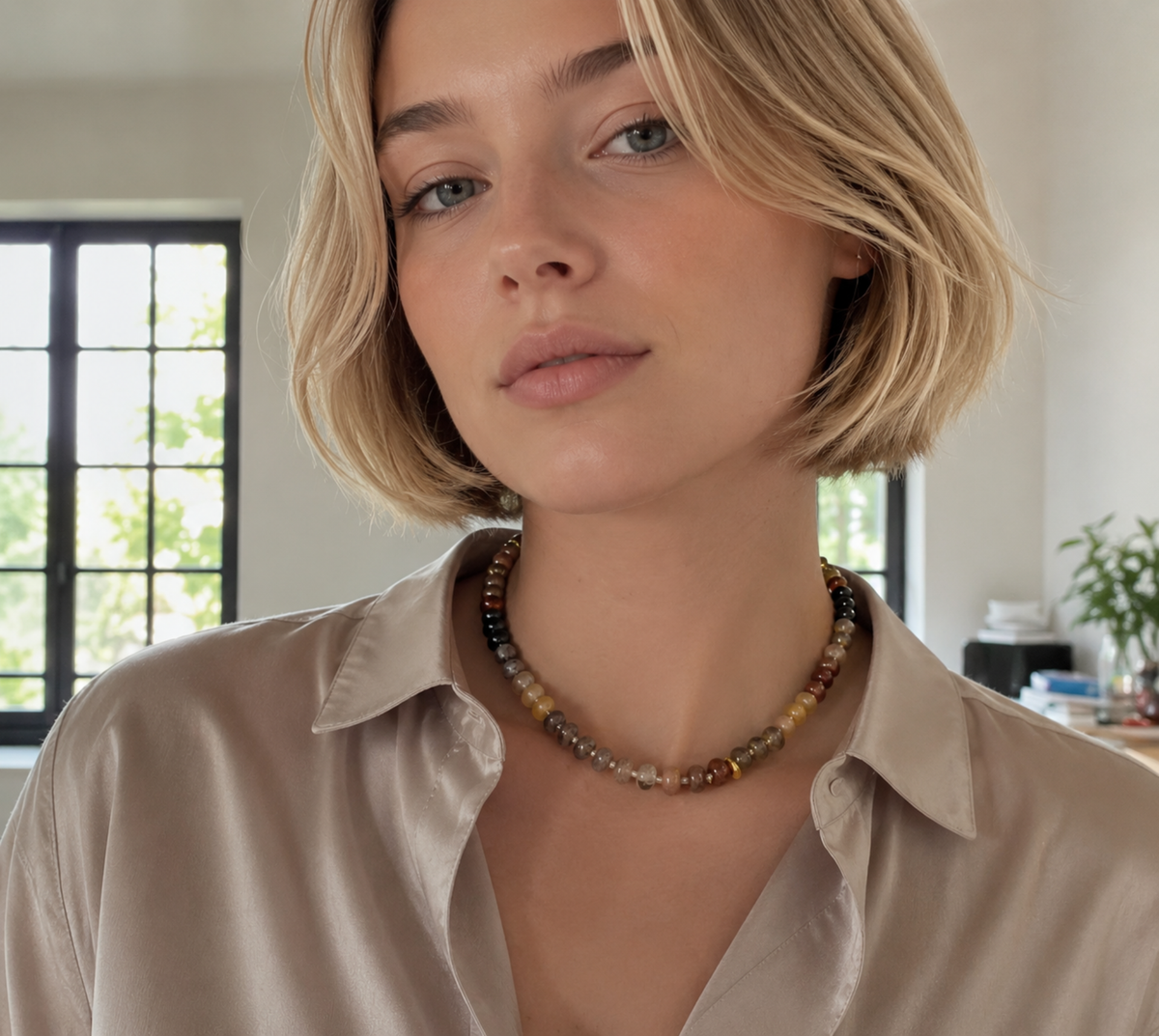 Amber Garden Beaded Necklace