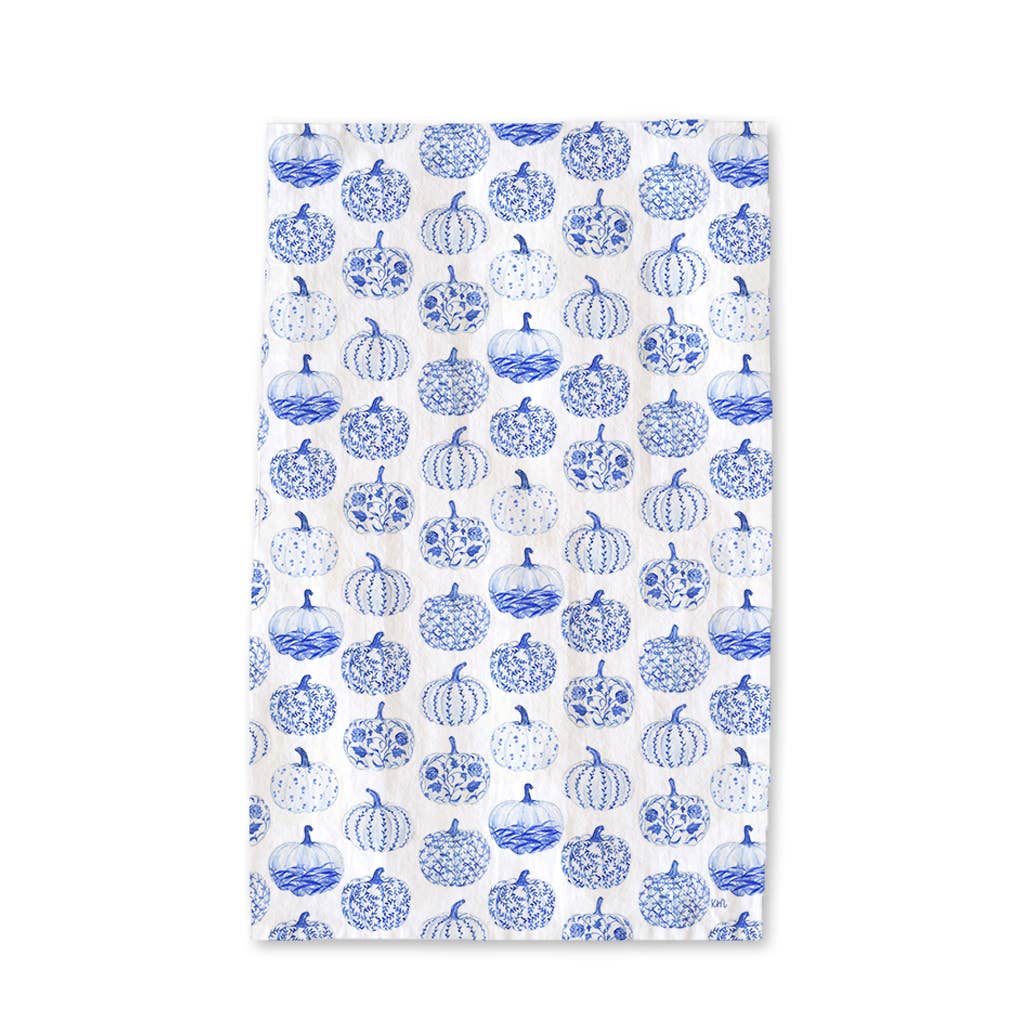 Toile Blue Pumpkins Tea Towel