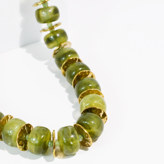 Olive Marble Chunky Necklace