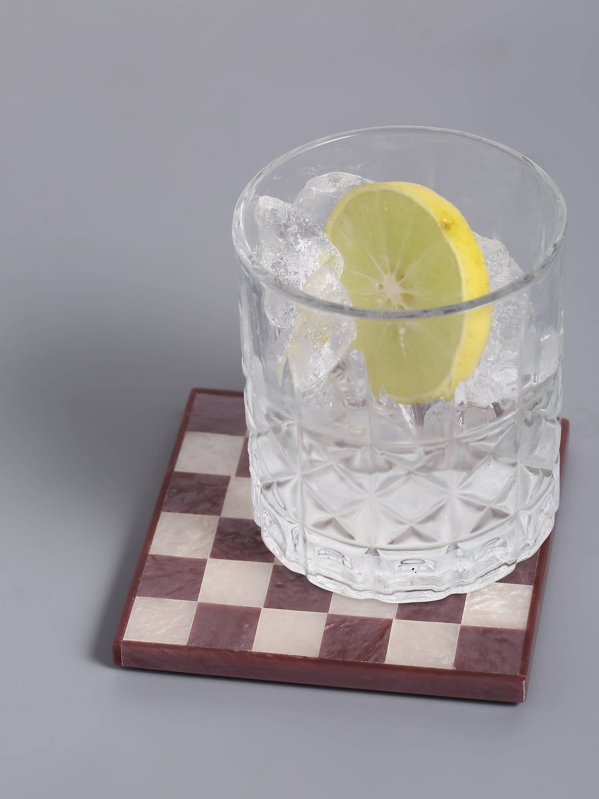 Purple Check Resin Coaster Set of 4