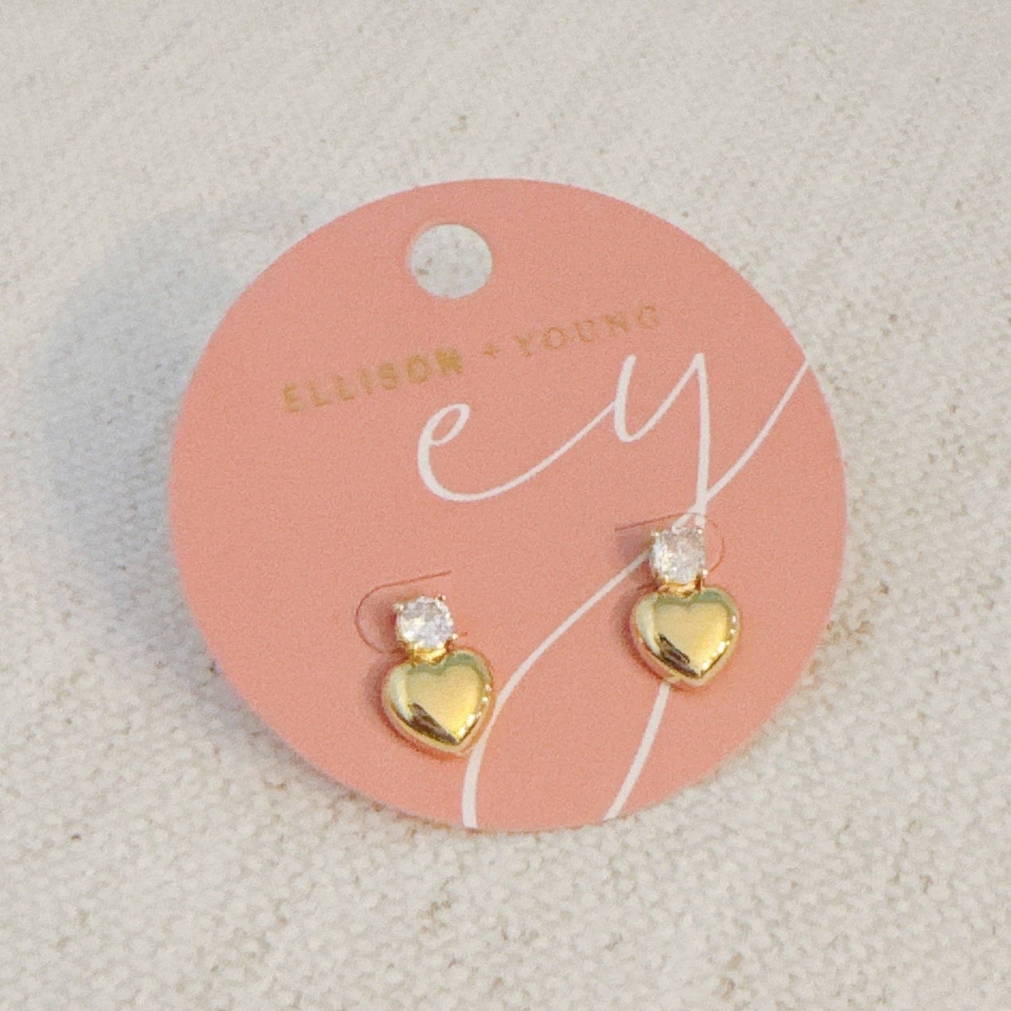 Sparkle Over Heart Stud Earrings