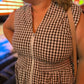 Juliet Check Curvy Brown Gingham Midi Dress
