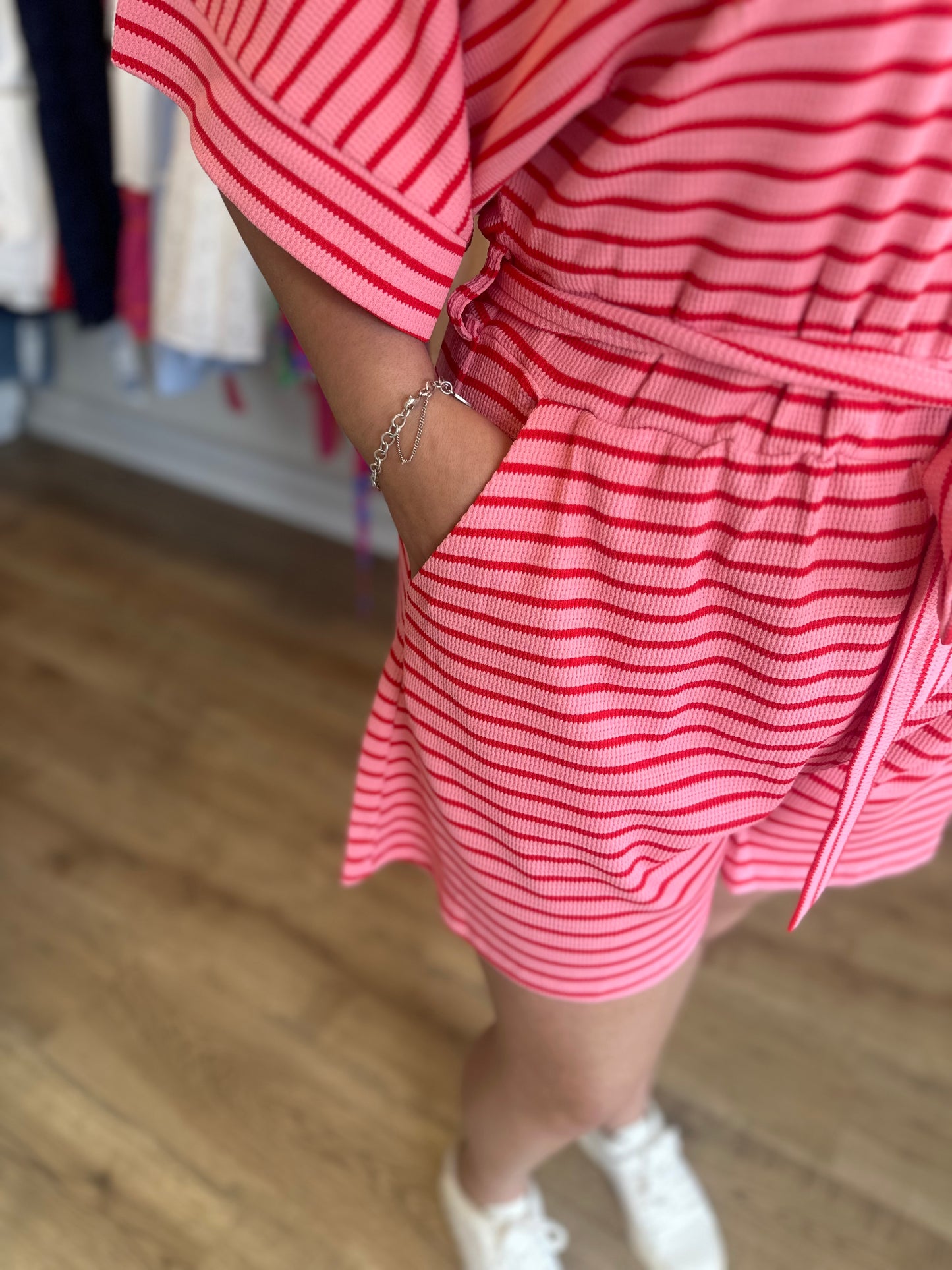 "Come Sail Away" Pink and Red Knit Romper
