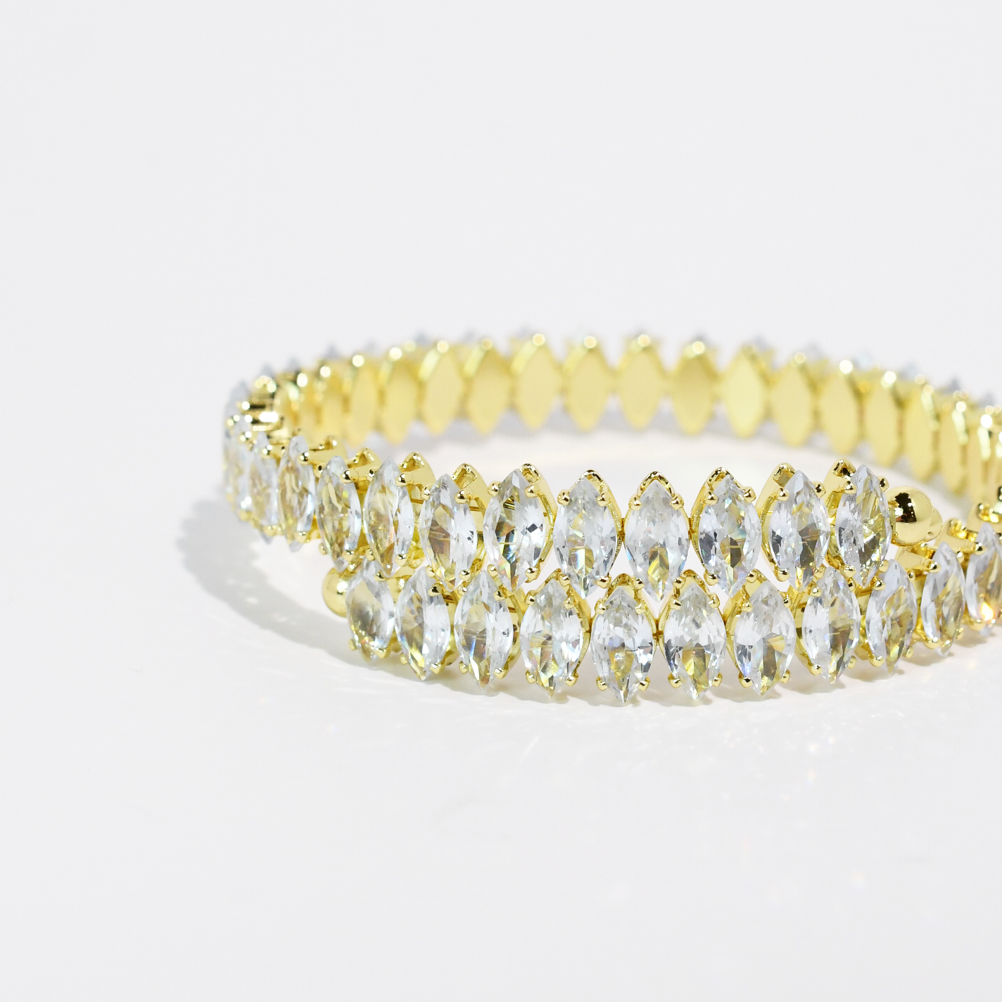 Luxe Sparkle Gold Marquis Wrap Bracelet