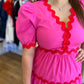 "Star of the Show" Red and Pink Ric Rac Midi Dress