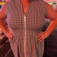 Juliet Check Curvy Brown Gingham Midi Dress