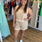 "Match Made in Heaven" Beige Ric Rac Two-Piece Short Set