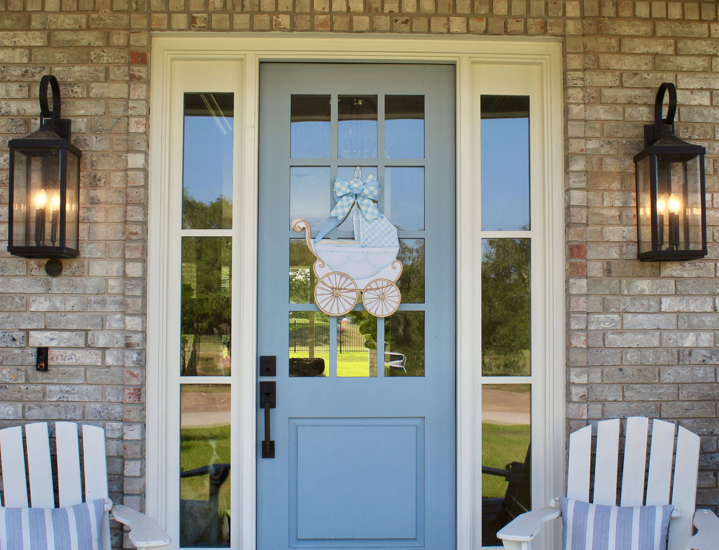 "Welcome Baby" Blue Carriage Door Hanger
