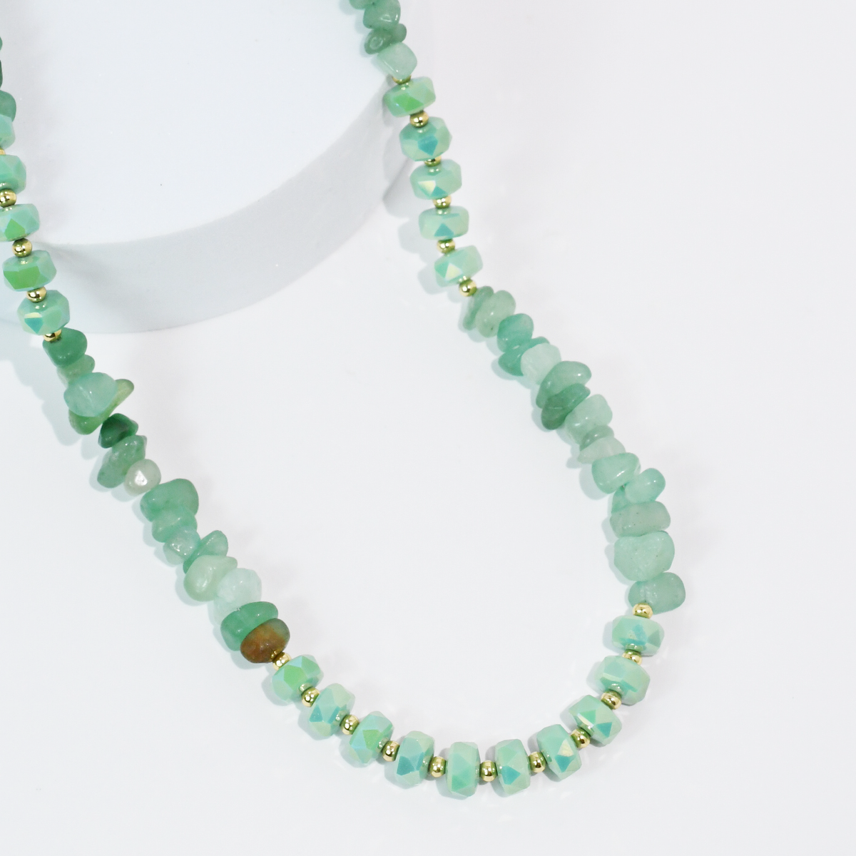 Mint Quartz Beaded Gemstone Necklace