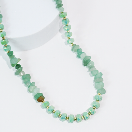 Mint Quartz Beaded Gemstone Necklace