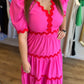 "Star of the Show" Red and Pink Ric Rac Midi Dress