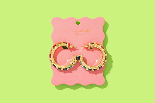 Elise Colorful Gem Hoop Earrings